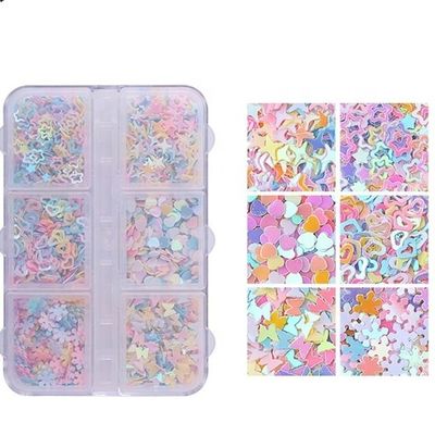 Add Sparkle to Your Decoration Parties with 6 Box Set of PVC Sequins Star Heart Moon Number and Elephant Shapes 3mm Size