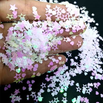 Customized Color Bulk Pink Heart Open Star Shapes 2oz or 1kg Bag Packing Polyester Chunky Shaped Mixes Glitter Nails Easter Occasion
