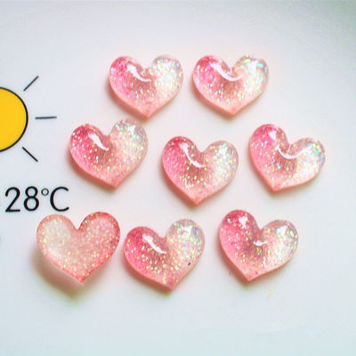 Colorful Pink Flatback Mini Glitter Resin Heart for Craft Kids Gift