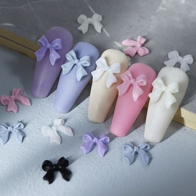 Holiday Decoration 30 Boxed Resin Bow Nail Art Accessories with Black Ribbon Printed Japanese and Korean Nail Art Stickers