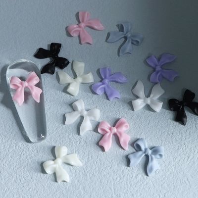 Holiday Decoration 30 Boxed Resin Bow Nail Art Accessories with Black Ribbon Printed Japanese and Korean Nail Art Stickers