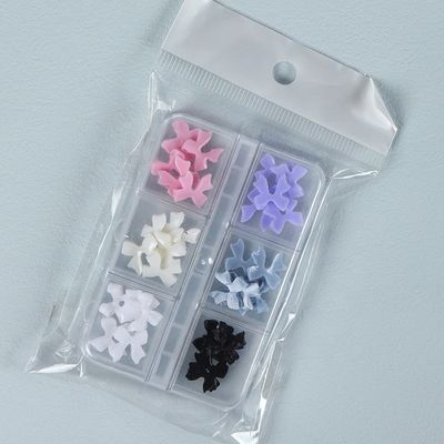 Holiday Decoration 30 Boxed Resin Bow Nail Art Accessories with Black Ribbon Printed Japanese and Korean Nail Art Stickers