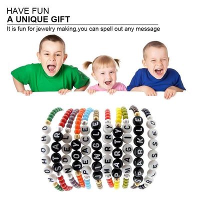 Easter Round Shape Loose Letters Shell Beads Jewelry DIY Alphabet Bead Horizontal Hole Wood Plastic Christmas Graduation