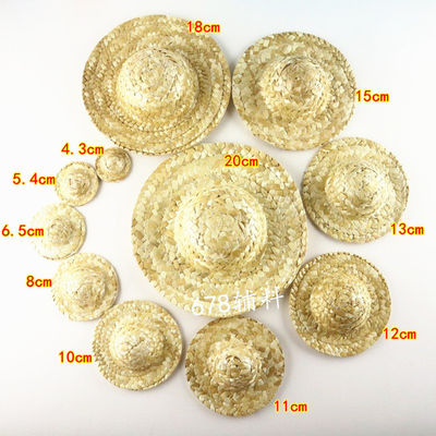 Handicraft Woven Hat Mini Hand-woven Straw Hat Craft Decoration Hat DIY Accessory Natural Color