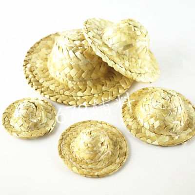 Handicraft Woven Hat Mini Hand-woven Straw Hat Craft Decoration Hat DIY Accessory Natural Color