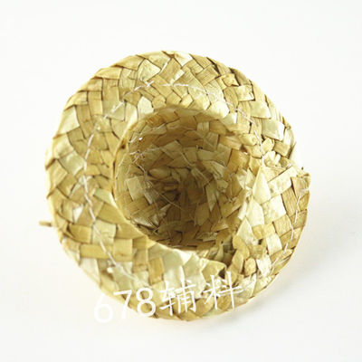 Handicraft Woven Hat Mini Hand-woven Straw Hat Craft Decoration Hat DIY Accessory Natural Color