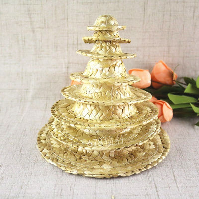 Handicraft Woven Hat Mini Hand-woven Straw Hat Craft Decoration Hat DIY Accessory Natural Color