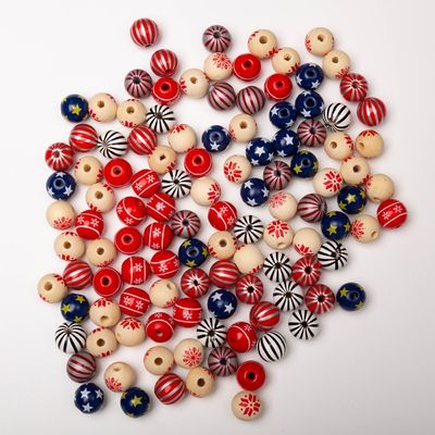 Wood Bead Bandage Dress featuring Hole Shape Christmas Snow Star Stripe 16MM Wood Beads for Back to School