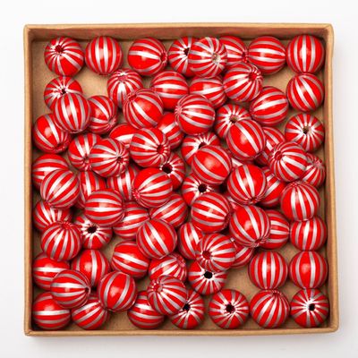 Wood Bead Bandage Dress featuring Hole Shape Christmas Snow Star Stripe 16MM Wood Beads for Back to School