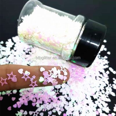 Customized Color Bulk Pink Heart Open Star Shapes 2oz or 1kg Bag Packing Polyester Chunky Shaped Mixes Glitter Nails Easter Occasion