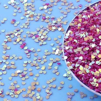 Thousand Choices Offered Sequins 3mm Peach Heart Shape Mixed Glitter PVC Material for Artware