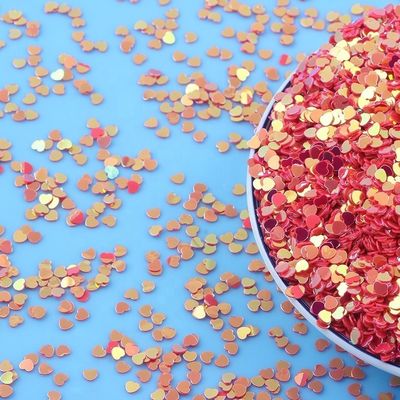 Thousand Choices Offered Sequins 3mm Peach Heart Shape Mixed Glitter PVC Material for Artware