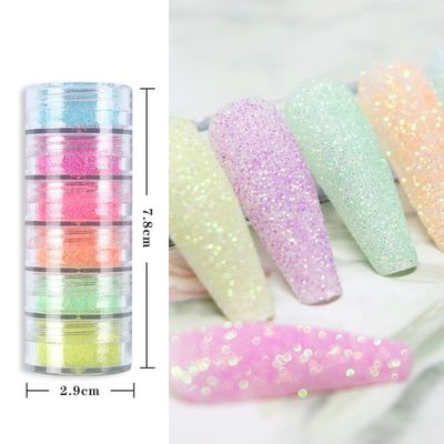 Polyester Glitter Heart Neon Phosphor Powder Nail Glitter Powder Manufactures Nails Chrome with PET and PET