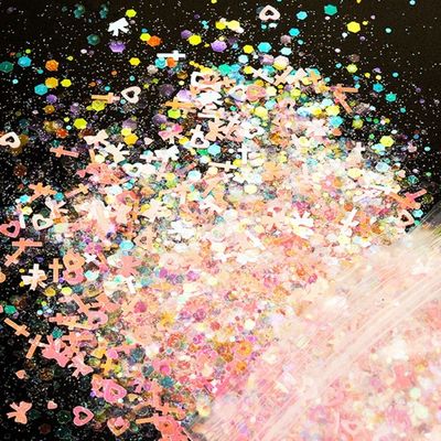 Wedding Valentines Party Home Decoration UV Nail Gel Glitter 50G Valentine's Day Shape Mixes for Nail Art Durable Paper Material
