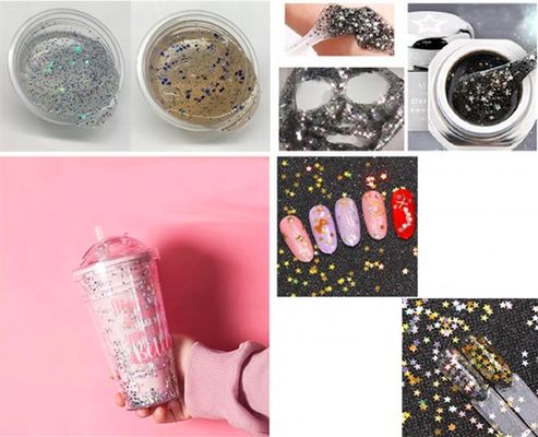 3mm Holographic Silver Glitter Star Shaped Polyester Cosmetics Bag for Colourful Toys on Graduation and Valentine's Day