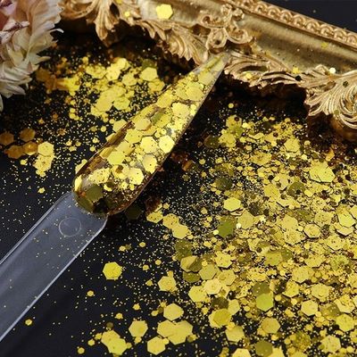DIY Bagged Nail Astringent Glitter Flax Drop Glue Fill Flash Sheet Chunky Mixes Gold Glitter with Materials and OEM/ODM