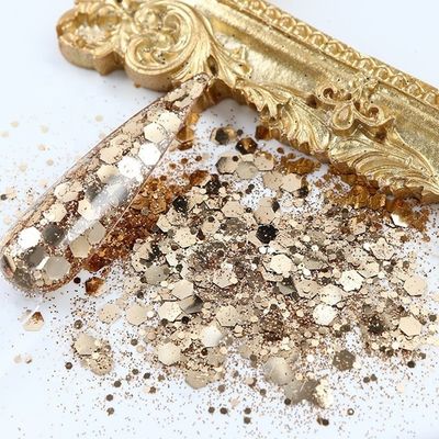 DIY Bagged Nail Astringent Glitter Flax Drop Glue Fill Flash Sheet Chunky Mixes Gold Glitter with Materials and OEM/ODM