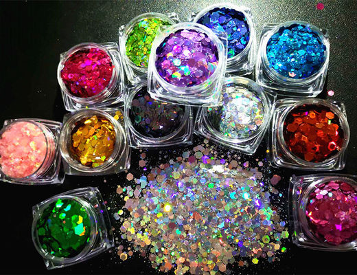 Die Cutting Printing with Metallic Holographic Chunky Glitter Powder in Polyester Shades and Finishes