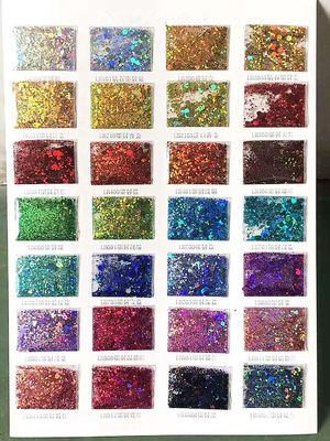 Die Cutting Printing with Metallic Holographic Chunky Glitter Powder in Polyester Shades and Finishes