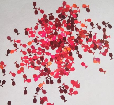 Chinese Year Occasion Red Wine Glass with LED Glitter Shapes and 5cm Plastic Number Design in Plastic Bags MOQ 100pcs
