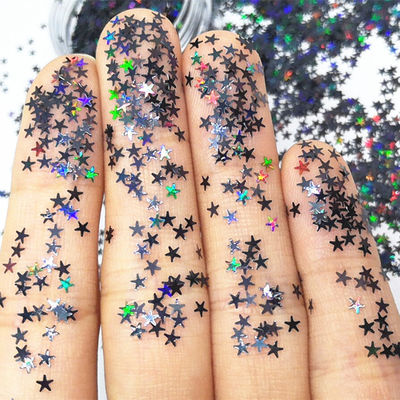 Craft Occasion Polyester Star Glitter 2.5mm Shapes Holographic Black for Body Nail Art Resin Tumble Star Shapes