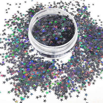Craft Occasion Polyester Star Glitter 2.5mm Shapes Holographic Black for Body Nail Art Resin Tumble Star Shapes