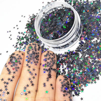 Craft Occasion Polyester Star Glitter 2.5mm Shapes Holographic Black for Body Nail Art Resin Tumble Star Shapes