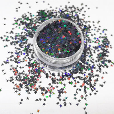 Craft Occasion Polyester Star Glitter 2.5mm Shapes Holographic Black for Body Nail Art Resin Tumble Star Shapes