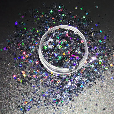 Craft Occasion Polyester Star Glitter 2.5mm Shapes Holographic Black for Body Nail Art Resin Tumble Star Shapes