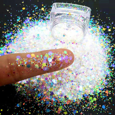 Christmas Decoration Supplies White Iridescent Glitter for Epoxy Floor Hexagon Mixed and Resistant to UV