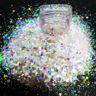 Christmas Decoration Supplies White Iridescent Glitter for Epoxy Floor Hexagon Mixed and Resistant to UV
