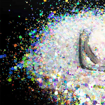 Christmas Decoration Supplies White Iridescent Glitter for Epoxy Floor Hexagon Mixed and Resistant to UV