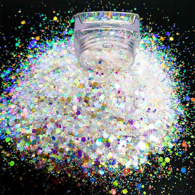 Christmas Decoration Supplies White Iridescent Glitter for Epoxy Floor Hexagon Mixed and Resistant to UV