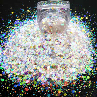 Christmas Decoration Supplies White Iridescent Glitter for Epoxy Floor Hexagon Mixed and Resistant to UV