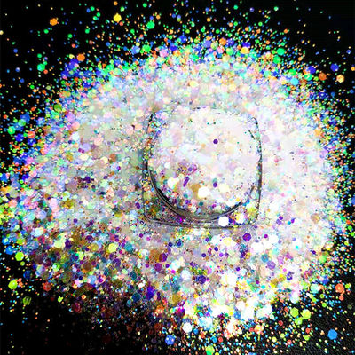 Christmas Decoration Supplies White Iridescent Glitter for Epoxy Floor Hexagon Mixed and Resistant to UV