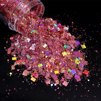 Indoor Ornament Chunky Glitter Powder PET Material Hexagon Shaped Nail Decoration Supplies for Christmas Hexagon Mixed